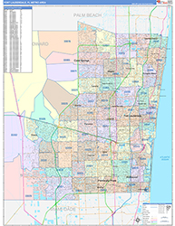 Fort Lauderdale Metro Area Wall Map Color Cast Style 2026